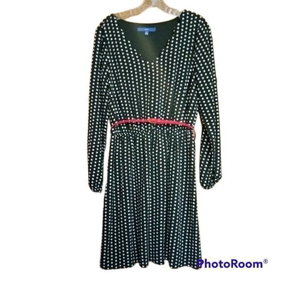 Apt. 9 Scalloped Fit & Flare Dress with Scalloped V-Neck Polka Dots Women Size 8 - Picture 1 of 6